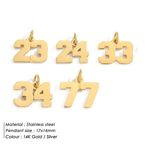 Stainless Steel Number Pendants 14K Gold Plated DIY Jewelry Charms Polished Small Figures For Necklaces Bracelets Accessory