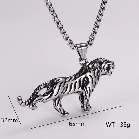 Collar Con Colgante De Tigre Acero Inoxidable 304 Pulido Punk Hip Hop Joyas De Animales Para Hombres