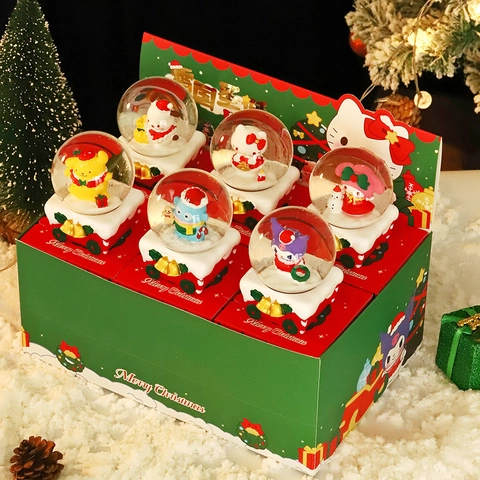 Weihnachts Schneekugel LED Beleuchtet Wasserglaskugel Harz Glas Schreibtisch Deko Ornament Festliches Cartoon Geschenk