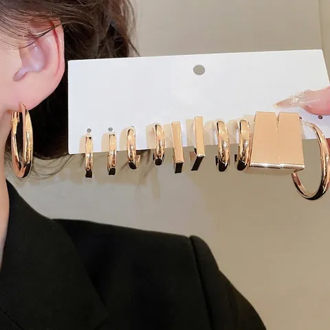 Orecchini A Cerchio Geometrici Minimalisti Con Perno In Argento Sterling 925 Metallo Lucido Forma C Gioielli