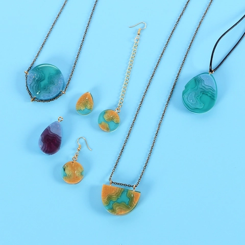 DIY Crystal Epoxy Resin Silicone Mold Water Ripple Island Pendant Landscape Shape Jewelry Making Craft Accessories