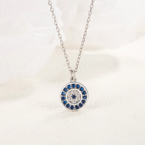 Collar De Ojo Del Diablo De Plata De Ley 925 Para Mujer Colgante Redondo Simple De Strass Joyería Estilo Turco Oro Rosa Plata Collar