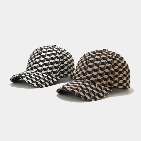 3D Geometric Cube Pattern Baseball Cap Polyester Jacquard Sun Protection Outdoor Adjustable Casual Sports Hat For Men Women