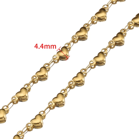 Herzform Edelstahl Gliederkette Für DIY Schmuckherstellung Galvanisierte Goldene Metallkette Für Halskette Armband