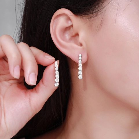 925 Sterlingsilber Lange Quasten Ohrhänger Für Damen Moissanit Zirkonia Elegant Geometrisch Eingelegt High End Schmuck Geschenk
