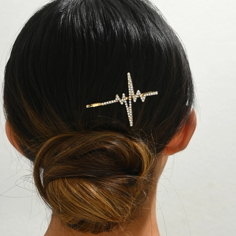 Rhinestone EKG Herzschlag Haarspange Legierung Metall Glänzende Haarnadel Für Frauen Mädchen Mode Haarschmuck