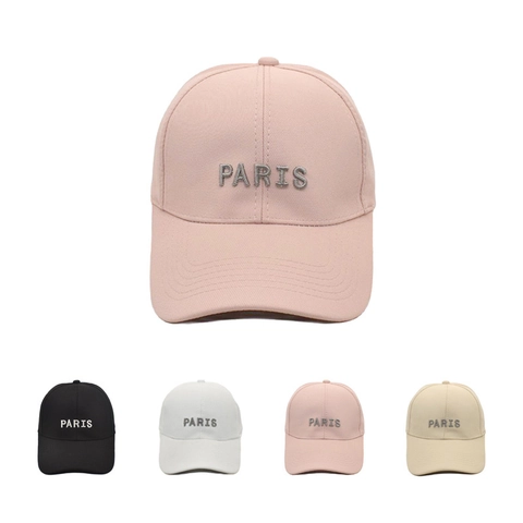 Cotton Baseball Cap PARIS Letter Embroidery Adjustable Metal Buckle Sun Protection Casual Fashionable Unisex Outdoor Hat