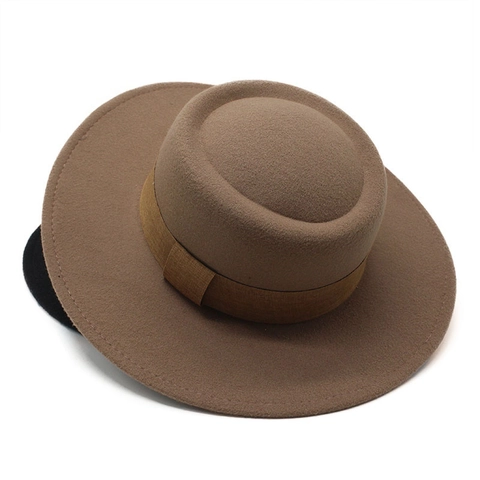 Cappello Boater In Feltro Di Lana Tesa Larga Con Nastro Per Uomini Donne Moda Autunno Inverno Stile Retrò