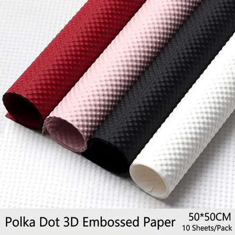 Floral Wrapping Paper 3D Embossed Polka Dot Puff Relief Texture Waterproof DIY Bouquet Gift Packaging Art Material