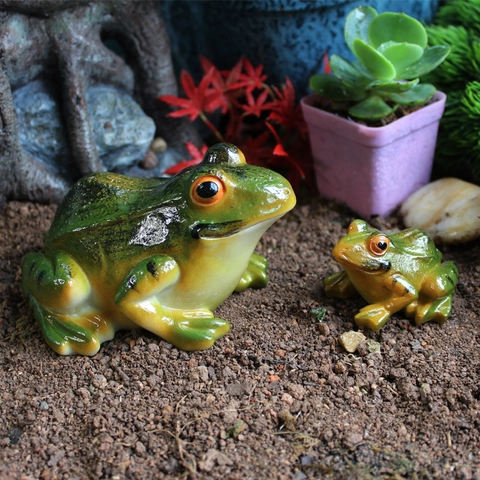 Figura De Rana Decoración De Jardín Resina Simulación Animal Ornamento Para Micro Paisaje Acuario Estilo Pastoral
