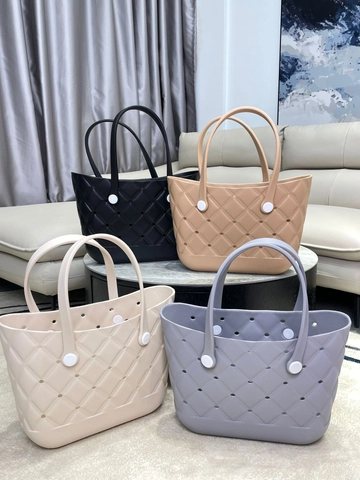 Bolso Tote De Playa EVA Impermeable Gran Capacidad Agujero Hueco Patrón Diamante Bolso De Mano Para Mujeres