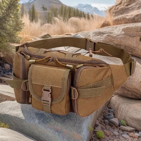 Tactical Waist Bag Waterproof Oxford Cloth Multi Pocket Outdoor Hiking Fishing Fanny Pack Camouflage Sports Chest Bag Men Women