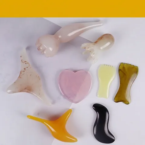 Resin Amber Beeswax Imitation Gua Sha Massage Tools For Body Face Scalp Meridians Relaxation Ergonomic Scraping Board