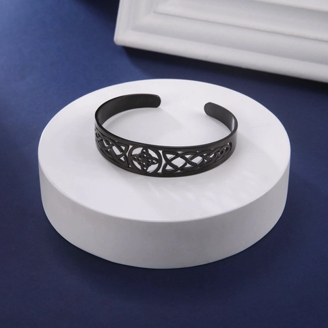 Minimalistisch Edelstahl Hexenknoten Armreif Damen Geometrisch Keltenknoten Manschette Armband Schmuck Geschenk