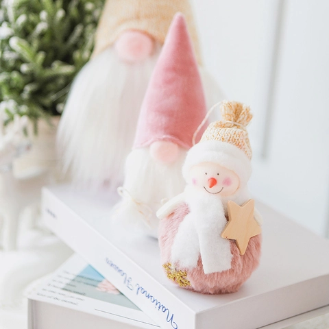 Gnomi Di Natale Nordici Pupazzo Di Neve Ornamenti Di Peluche Rosa Oro Velluto Tessuto A Maglia Decorazioni Pendenti