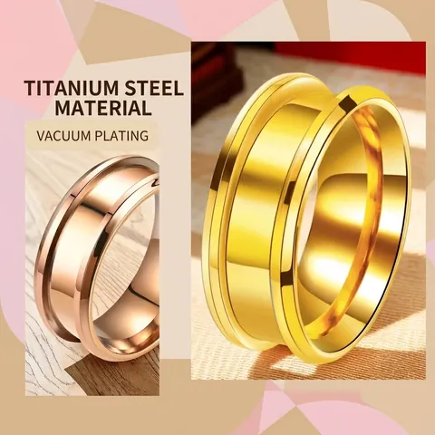 Anillo De Acero Inoxidable Ancho Borde Biselado Ranura Minimalista Moda Pulido Espejo Joyería Unisex