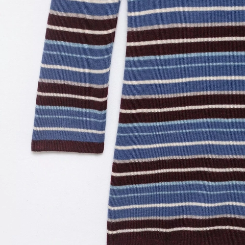 Top In Maglia A Righe Con Collo Alto Da Donna Vestibilità Aderente Multicolore A Costine Manica A Metà Maglione Retrò
