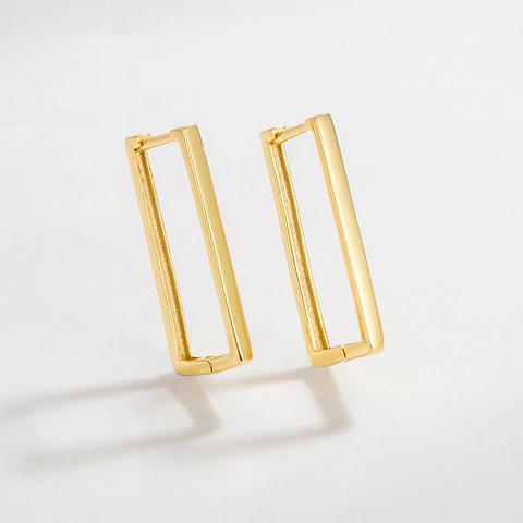 Rectangular Geometric Hoop Earrings 925 Sterling Silver Minimalist Individuality Style Jewelry For Women