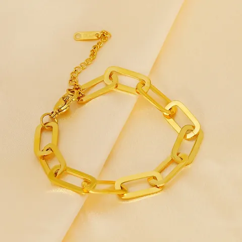 Minimalist Paperclip Chain Necklace And Bracelet Titanium Steel 18K Gold Plated Geometric Resin Link Jewelry For Women Men