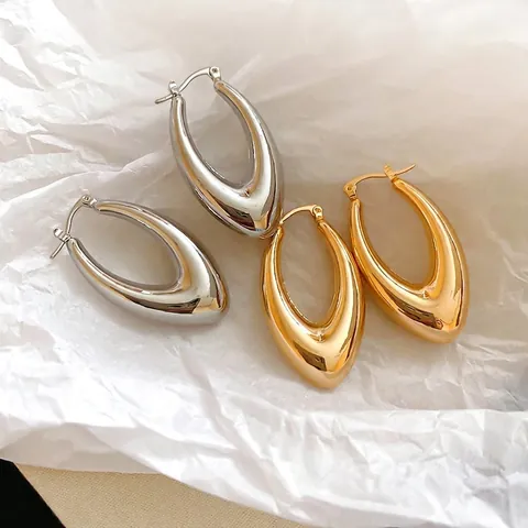 Dicke Tropfen-Ohrringe Minimalistische Polierte Metall U-Form Geometrischer Schmuck Für Damen