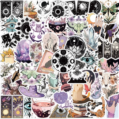 Hexe Magie Okkult Aufkleber Wasserdicht PVC Gothic Tarot Kristall Aufkleber Für Laptop Gepäck Gitarre DIY Deko