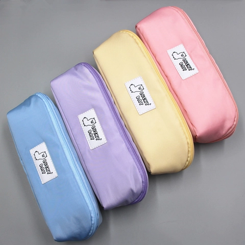 Large Capacity Polyester Pencil Bag Cartoon Alpaca Lucky Day Label Macaron Color School Stationery Organizer Zipper Storage Case