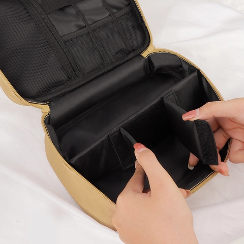 Borsa Trucco Carina Viso Cartone Animato Pelle PU Grande Capacità Beauty Case Viaggio Portatile Organizzatore Impermeabile Con Manico