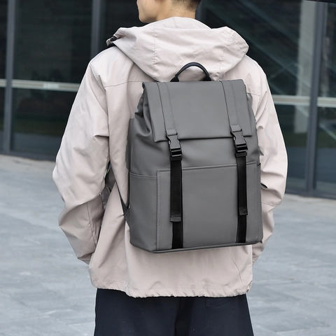 Mochila De Negocios Impermeable Mate Oxford Bolsa Laptop Solapa Hebilla Viaje Casual Hombres
