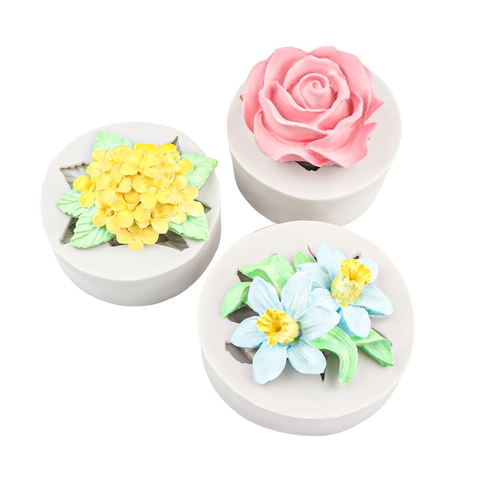 Flower Silicone Molds For Fondant Cake Chocolate Resin Clay DIY Baking Crafting Rose Hydrangea Lily Shapes