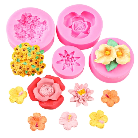 Stampo In Silicone Floreale Per Rosa Loto Calla Lily Girasole Decorazione Torte Fondente Sapone Fatto A Mano Cioccolato