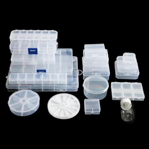 Transparent Plastic Jewelry Storage Box Multi Compartment Organizer For Earrings Beads Small Accessories Case Cartoon Heart Shape Portable Desktop Container