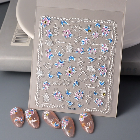 Autocollants De Nail Art En Relief 5D Motifs De Fleurs Et De Coeurs Accessoires De Manucure DIY Pour Femmes