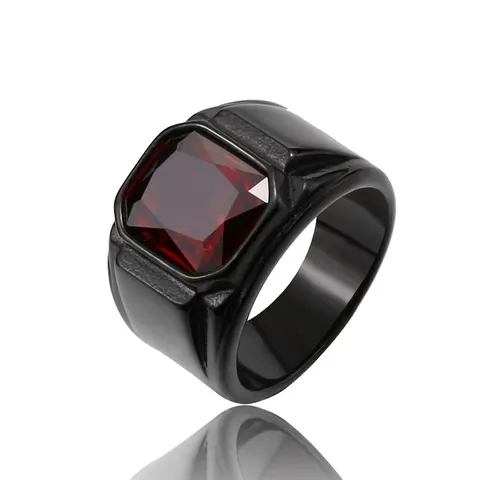 Anillo Vintage De Acero Inoxidable Para Hombre Con Piedra Preciosa Cuadrada Sello Retro Joyería Chapado En Negro