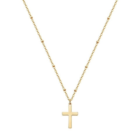 Collana Con Ciondolo A Croce In Acciaio Inossidabile Minimalista Donna Catena Satellitare Perline Gioielli