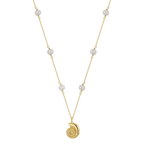 S925 Sterling Silver Conch Shell Pendant Necklace With Natural Pearls And Rhinestone Nautical Jewelry For Women Anniversary Gift