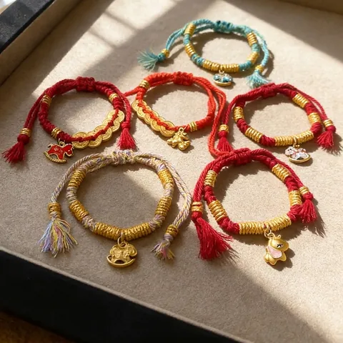 Hand Woven Rope Bracelet With Alloy Enamel Pony Charm Vintage Chinese Style Adjustable Jewelry For Women