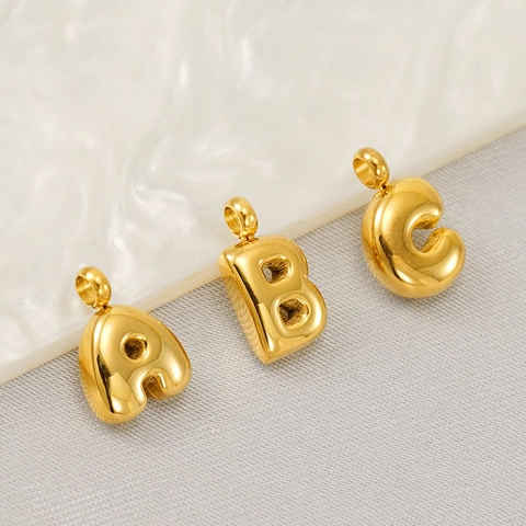 Pendente Lettera Bolla Placcato Oro 18K Acciaio Inossidabile 3D Iniziale Alfabeto Charm Gioielli DIY Minimalista Per Donne
