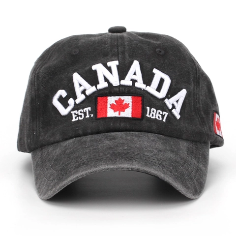 Canada Embroidery Washed Cotton Baseball Cap Vintage Adjustable Sun Hat Distressed Dad Hat Outdoor Sport