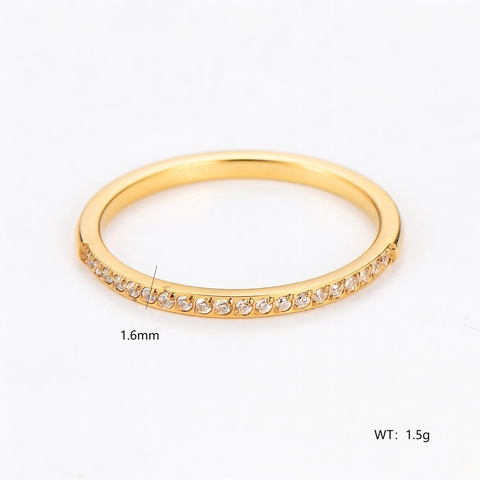 Anillo De Eternidad Minimalista 304 Acero Inoxidable Circonita Joyería De Boda Apilable Para Mujeres