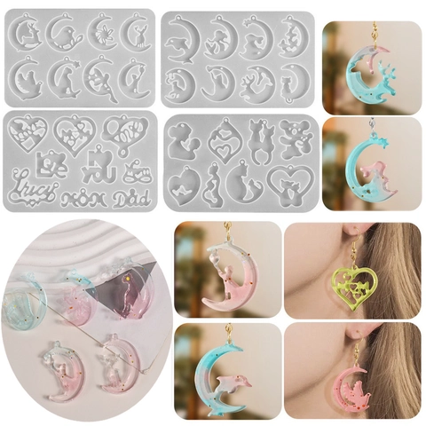 Moon Animal Heart Silicone Molds For Resin Casting DIY Earring Pendant Jewelry Making Keychain Crafting Supplies