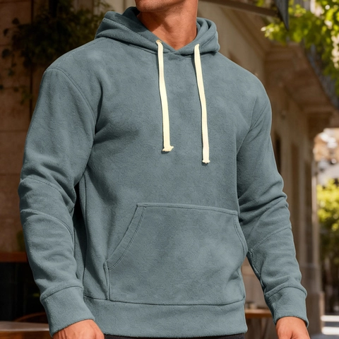 Heren Polar Fleece Hoodie Effen Kleur Warme Pullover Met Kangoeroezak Casual Lange Mouwen Winter Sweatshirt