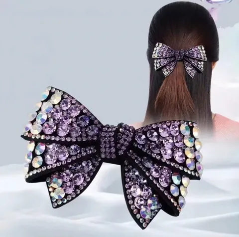 Pasador De Pelo Con Lazo De Stras Brillante Elegante Aleación Cristal Pinza De Resorte Para Mujeres Boda Fiesta