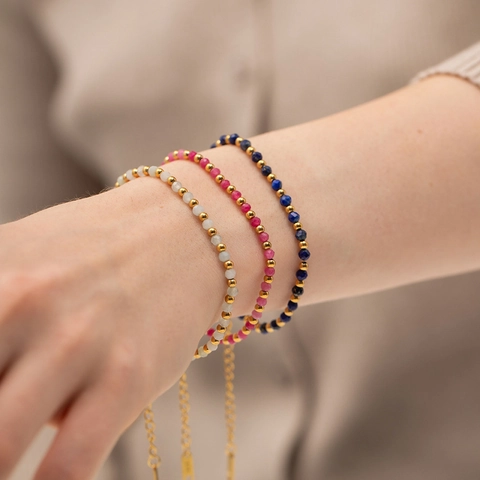 Bracciale Di Perle In Acciaio Inossidabile Con Pietre Naturali Sfaccettate Catena Di Estensione Regolabile Gioielli Da Donna