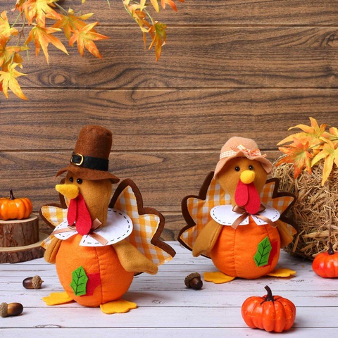 Decorazione Gnomo Di Peluche Di Tacchino Del Ringraziamento Zucca Di Stoffa Foglia Di Acero Per Casa Autunnale