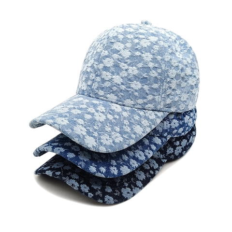 Casquette De Baseball En Denim À Fleurs Vintage Coton Respirant Chapeau De Soleil Extérieur Pour Femmes Hommes Style Rétro Réglable
