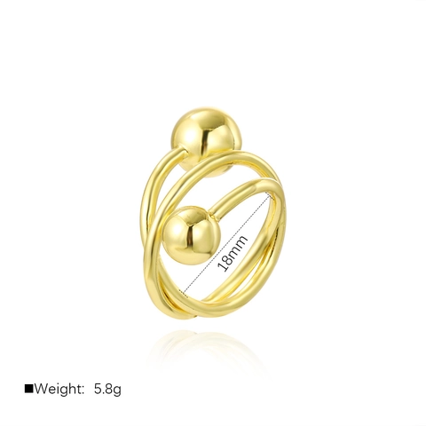 Spiral Mehrschichtiger Offener Ring Kupfer Hohlkugel Geometrischer Minimalistischer Schmuck Für Frauen