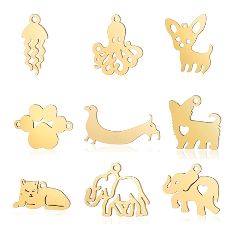 Ciondoli Animali In Acciaio Inossidabile Gatto Elefante Lupo Ciondoli Per Creazione Di Gioielli DIY Accessori Design Cavo