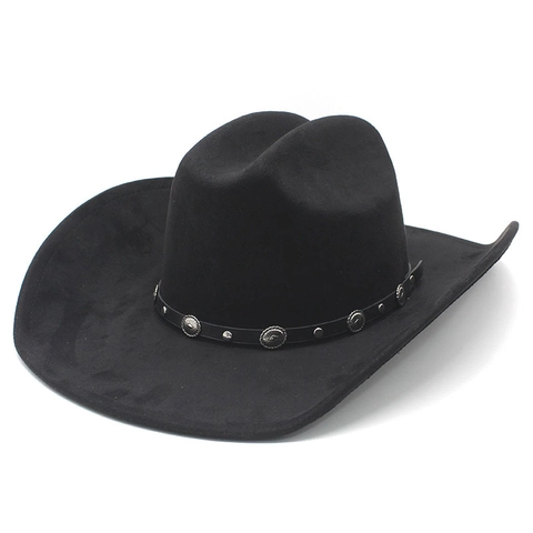 Cappello Da Cowboy Western Scamosciato Tesa Larga Vintage Cappello Cattleman Con Conchos In Metallo Per Uomo Donna