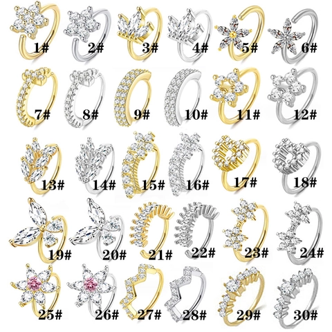 Edelstahl Nasenringe Zirkonia Piercing Schmuck Blume Herz Stern Form Hoop Für Damen Herren Mode Accessoire