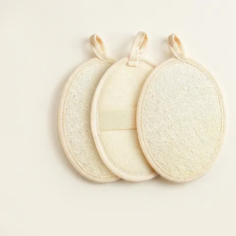 Natural Loofah Bath Sponge Exfoliating Pad Cotton Linen Body Scrubber For Shower Spa Deep Cleaning Beauty Skincare